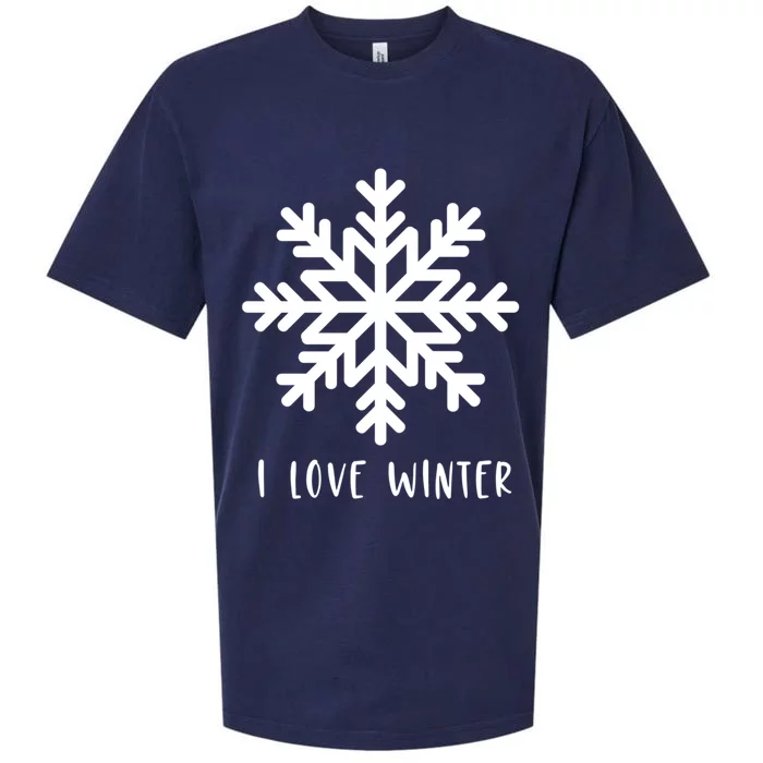 I Love Winter Cute Snow And Snowflake Winter Sports Gift Sueded Cloud Jersey T-Shirt