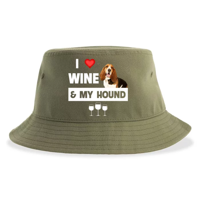 I Love Wine And My Bassett Hound Mom Dad Ing Hunting Meaningful Gift Sustainable Bucket Hat