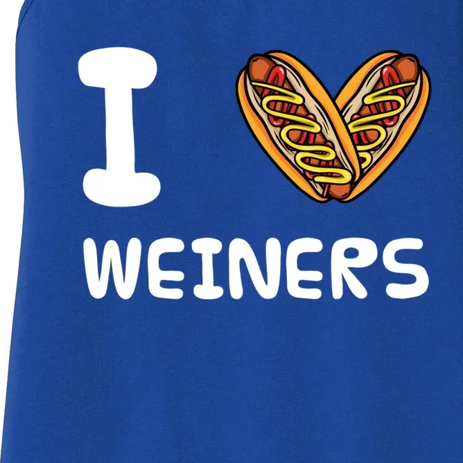 I Love Weiners Hotdogs Frankfurter Wiener Frank Sausage Bun Meaningful Gift Women's Racerback Tank