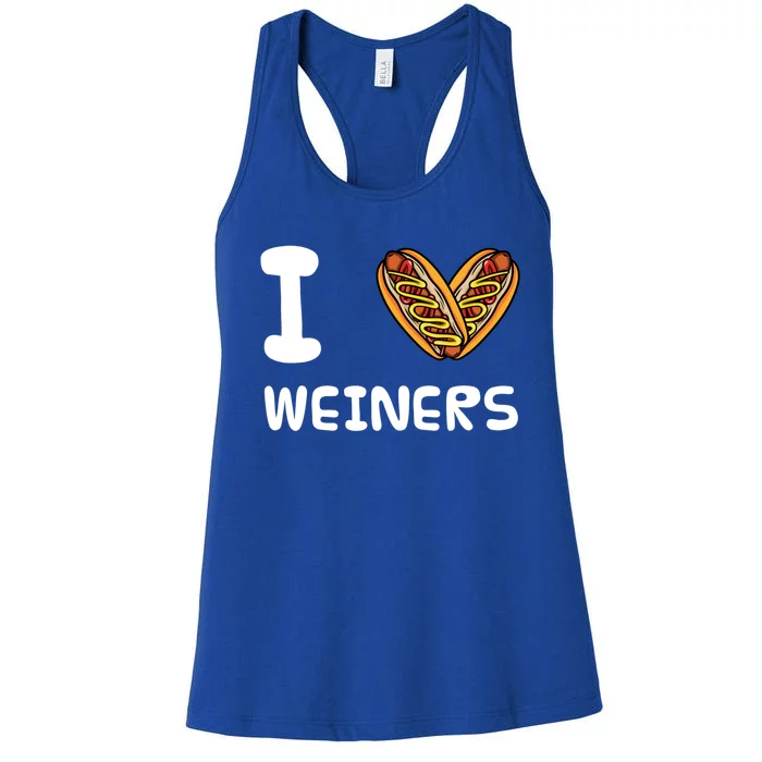 I Love Weiners Hotdogs Frankfurter Wiener Frank Sausage Bun Meaningful Gift Women's Racerback Tank