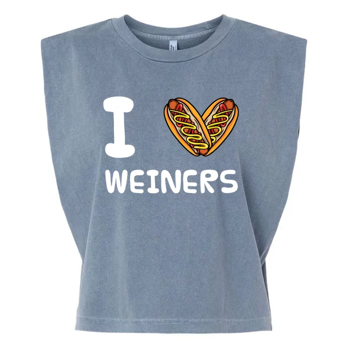 I Love Weiners Hotdogs Frankfurter Wiener Frank Sausage Bun Meaningful Gift Garment-Dyed Women's Muscle Tee