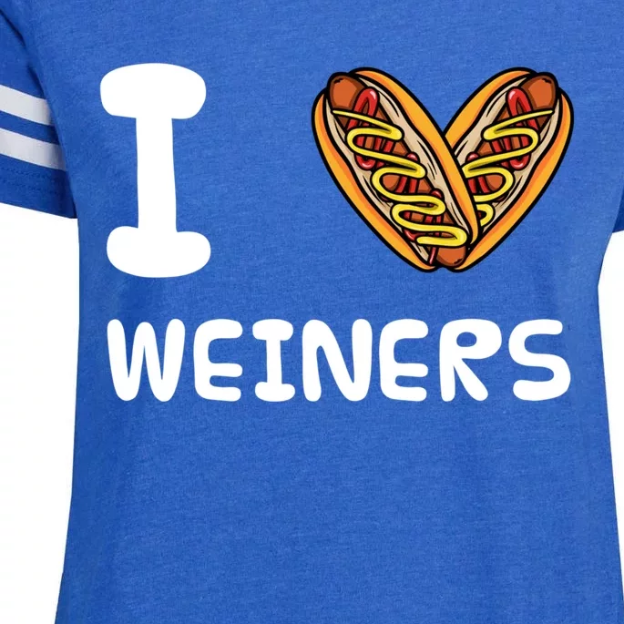 I Love Weiners Hotdogs Frankfurter Wiener Frank Sausage Bun Meaningful Gift Enza Ladies Jersey Football T-Shirt