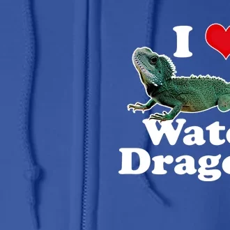 I Love Water Dragons With A Heart Gift Full Zip Hoodie