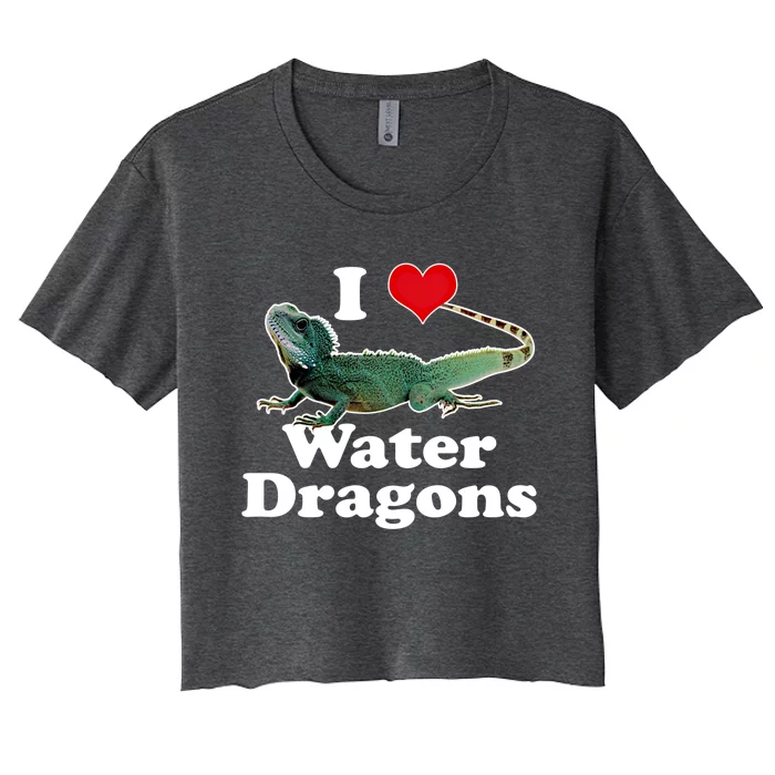 I Love Water Dragons With A Heart Gift Women's Crop Top Tee