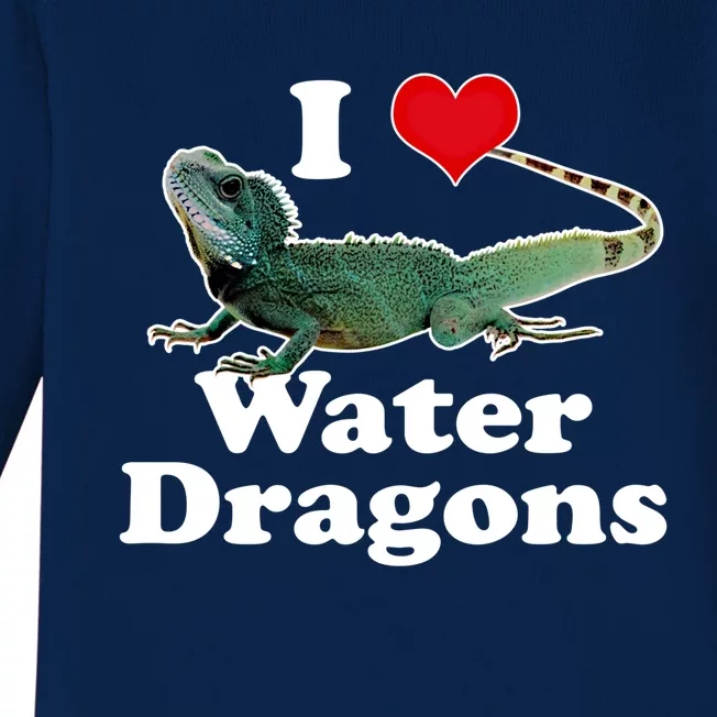 I Love Water Dragons With A Heart Gift Baby Long Sleeve Bodysuit