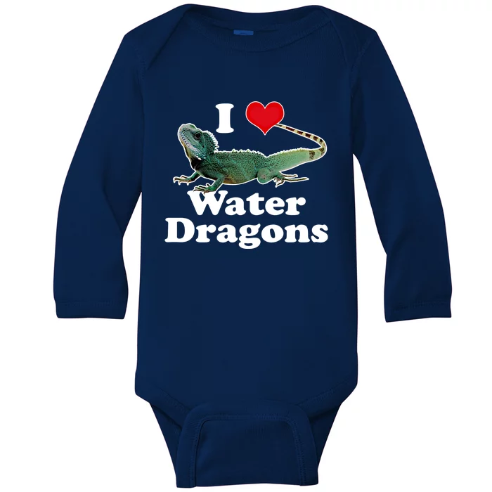 I Love Water Dragons With A Heart Gift Baby Long Sleeve Bodysuit