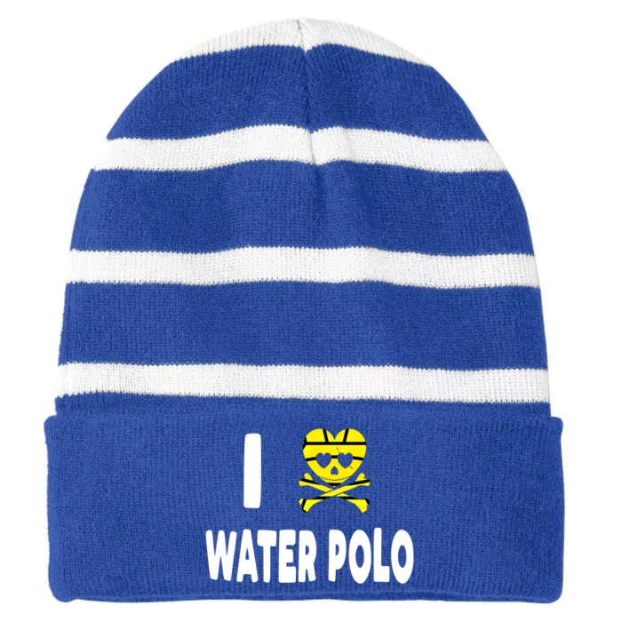 I Love Water Polo Cool Gift Idea For Players Fans And Lovers Cool Gift Striped Beanie with Solid Band