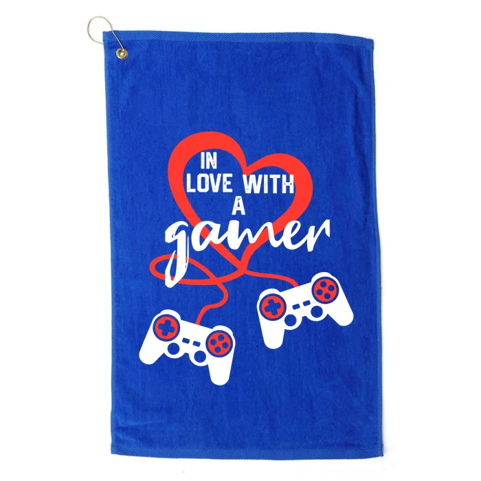 In Love With A Gamer Video Games Valentines Day Funny Gift Platinum Collection Golf Towel