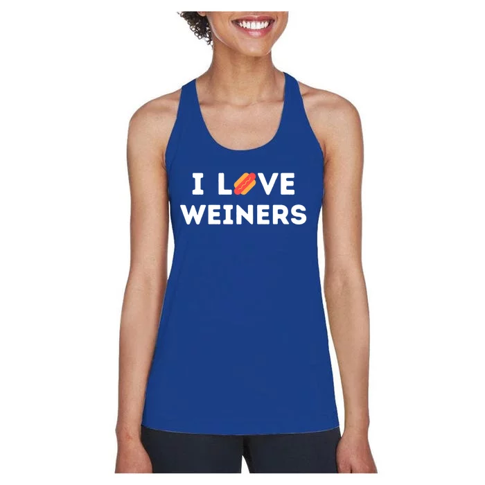 I Love Weiners Frank Sausage Bun Hotdogs Food Great Gift Women's Racerback Tank