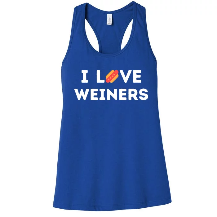 I Love Weiners Frank Sausage Bun Hotdogs Food Great Gift Women's Racerback Tank