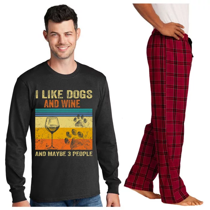 I Like Wine My Dog And Maybe 3 People  Wo Long Sleeve Pajama Set