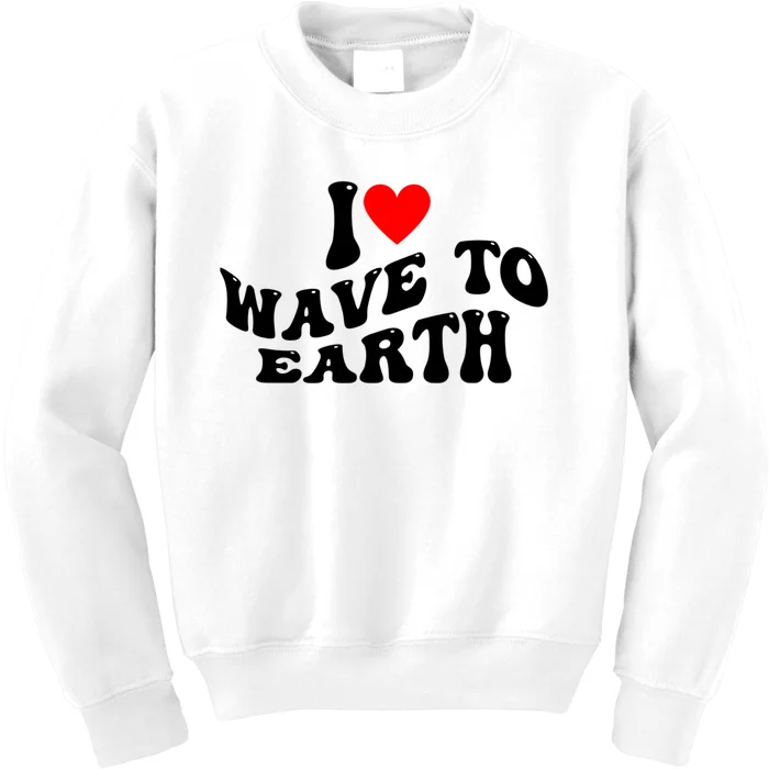 I Love Wave To Earth I Heart Wave To Earth Red Heart Kids Sweatshirt