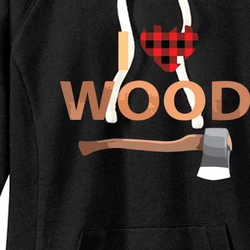 I Love Wood Lumberjack Heart Halloween Party Gift Women's Fleece Hoodie