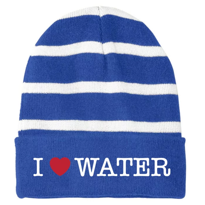 I Love Water Gift Striped Beanie with Solid Band