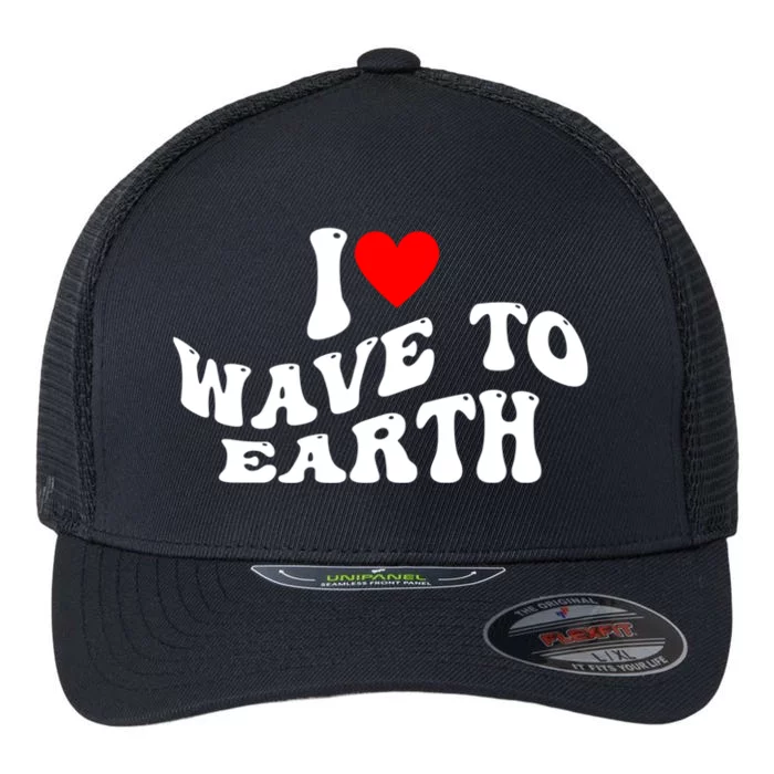 I Love Wave To Earth I Heart Wave To Earth Red Heart Flexfit Unipanel Trucker Cap