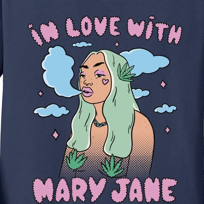 In Love With Mary Jane Female Marijuana Kids Long Sleeve Shirt