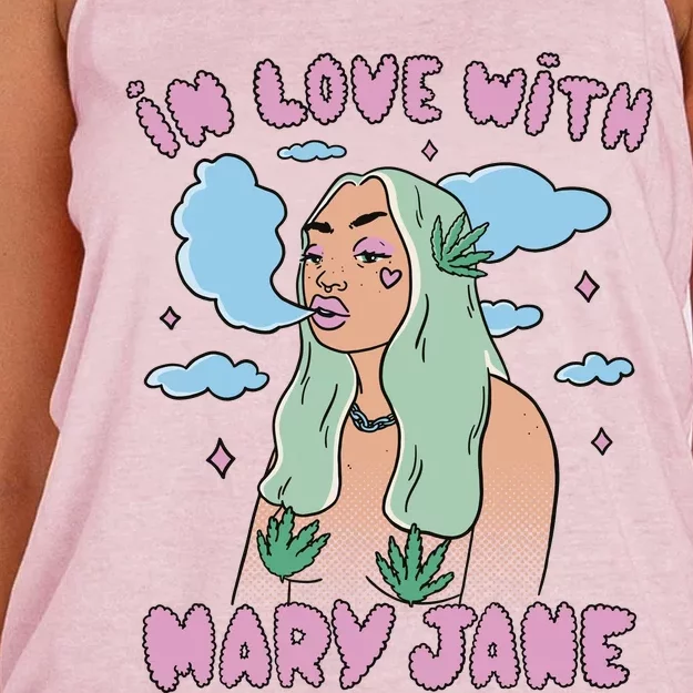 In Love With Mary Jane Female Marijuana Women's Knotted Racerback Tank