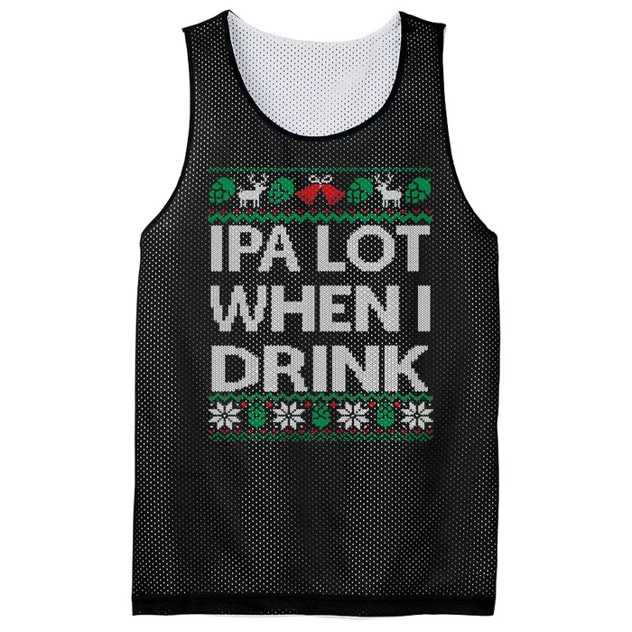 IPA Lot When I Drink Ugly Christmas Craft Beer Drinker Mesh Reversible Basketball Jersey Tank