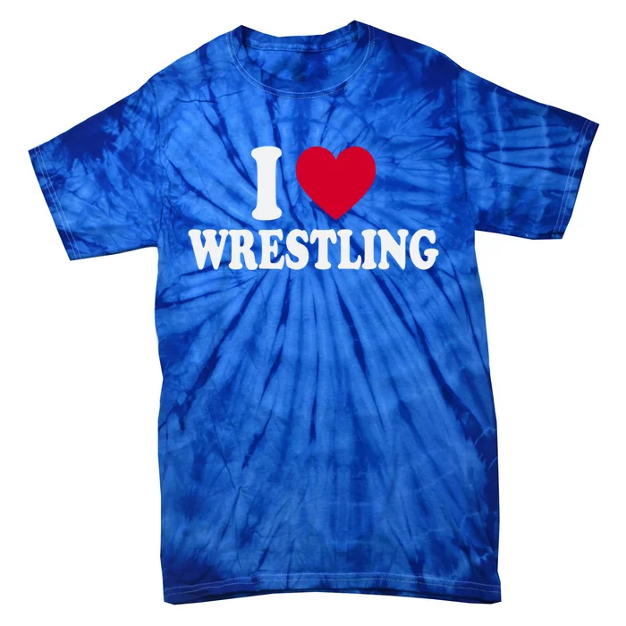 I Love Wrestling Heart Love Training Gift Tie-Dye T-Shirt