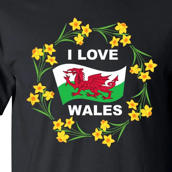 I Love Wales Welsh Dragon With Daffodils Tall T-Shirt