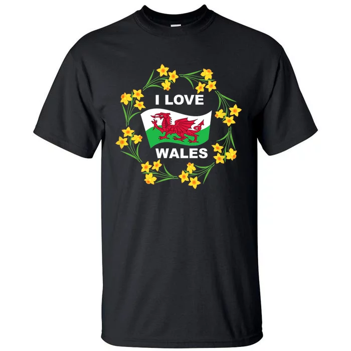 I Love Wales Welsh Dragon With Daffodils Tall T-Shirt