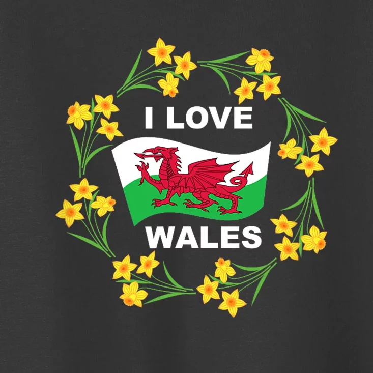 I Love Wales Welsh Dragon With Daffodils Toddler T-Shirt