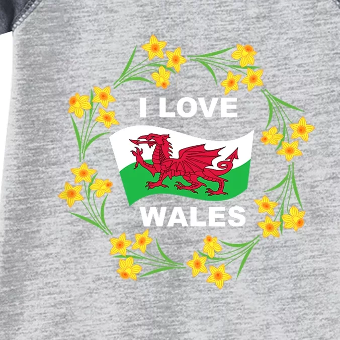 I Love Wales Welsh Dragon With Daffodils Infant Baby Jersey Bodysuit