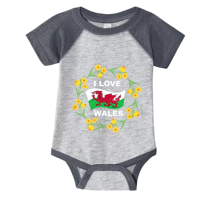 I Love Wales Welsh Dragon With Daffodils Infant Baby Jersey Bodysuit