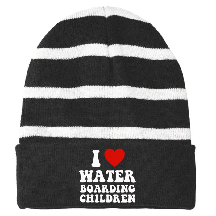 I Love Water Boarding Children Striped Beanie with Solid Band