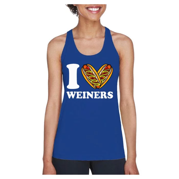 I Love Weiners Hotdogs Wiener Frank Sausage Bun Women's Racerback Tank