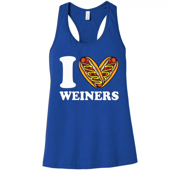 I Love Weiners Hotdogs Wiener Frank Sausage Bun Women's Racerback Tank