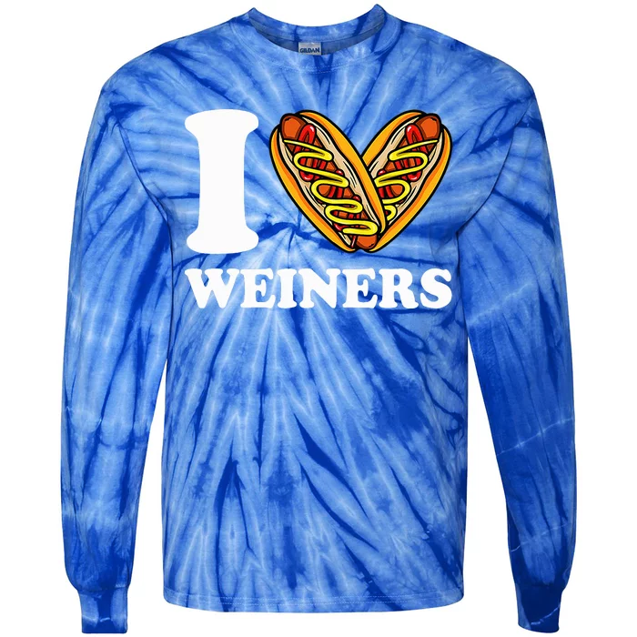 I Love Weiners Hotdogs Wiener Frank Sausage Bun Tie-Dye Long Sleeve Shirt