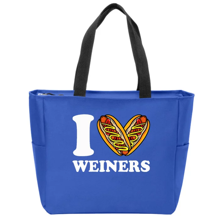 I Love Weiners Hotdogs Wiener Frank Sausage Bun Zip Tote Bag