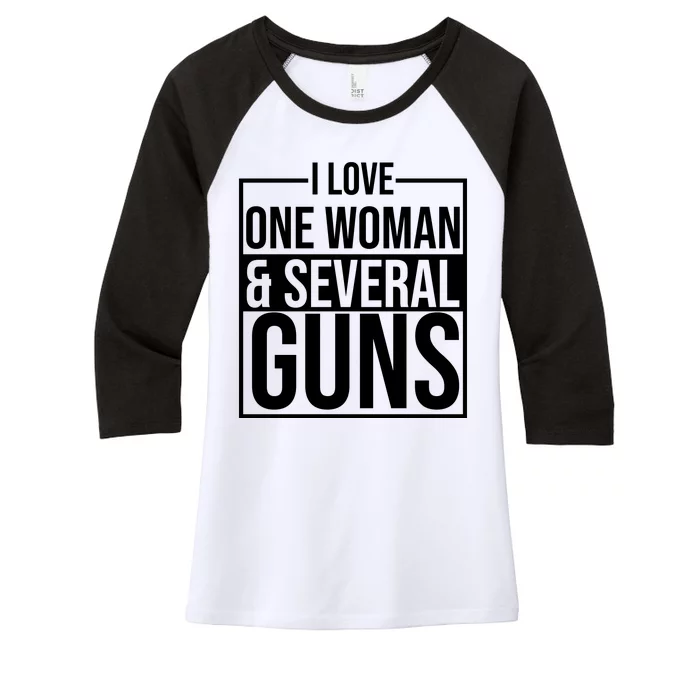 I Love Woman And Several Guns Women's Tri-Blend 3/4-Sleeve Raglan Shirt