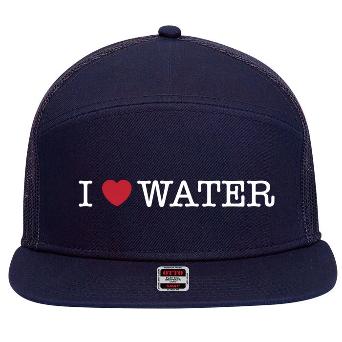 I Love Water Gift 7 Panel Mesh Trucker Snapback Hat