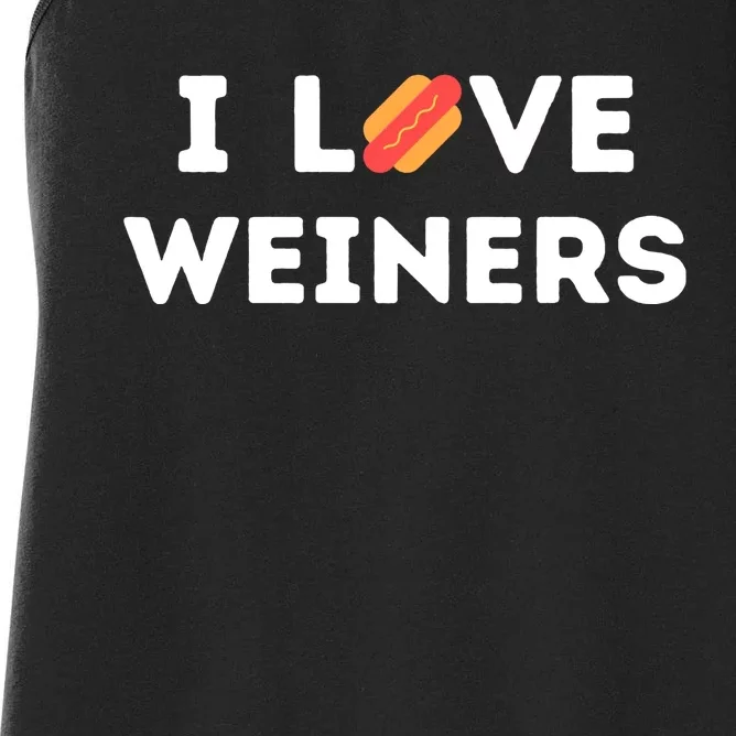 I Love Weiners Frank Sausage Bun Hotdogs Food Women's Racerback Tank