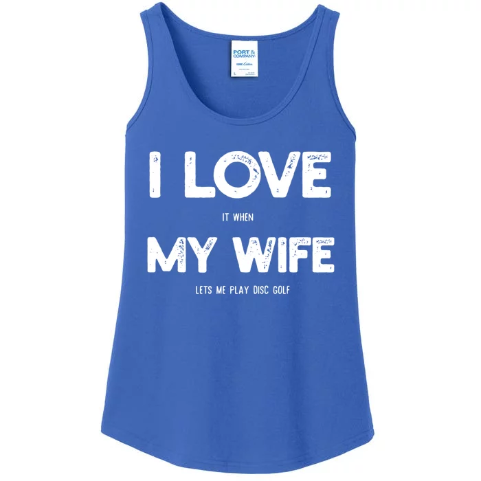 I Love Wife Lets Me Play Disc Golf Husband Golfing Player Gift Ladies Essential Tank