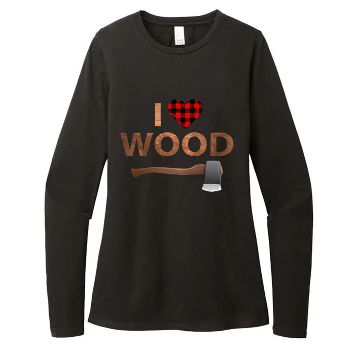 I Love Wood Lumberjack Heart Halloween Party Gift Womens CVC Long Sleeve Shirt