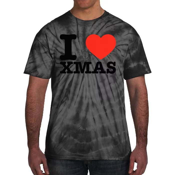 I Love Xmas I Heart Christmas 80s Style Holiday Tie-Dye T-Shirt