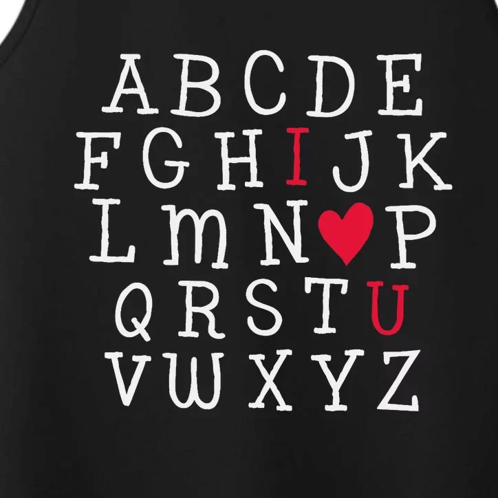 I LOVE YOU Valentines Day Alphabet Teacher Student School Performance Tank