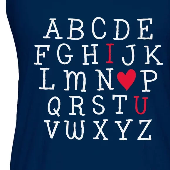 I LOVE YOU Valentines Day Alphabet Teacher Student School Ladies Essential Flowy Tank