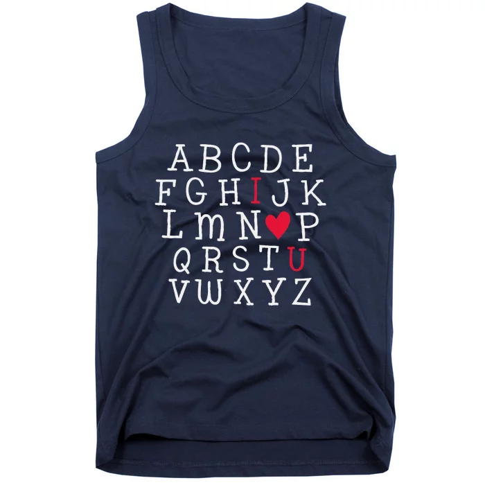 I LOVE YOU Valentines Day Alphabet Teacher Student School Tank Top