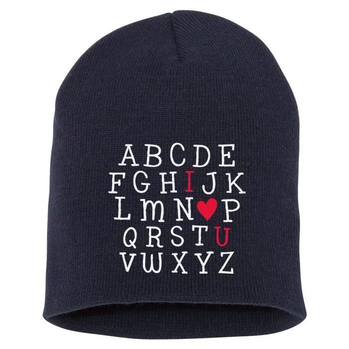 I LOVE YOU Valentines Day Alphabet Teacher Student School Short Acrylic Beanie