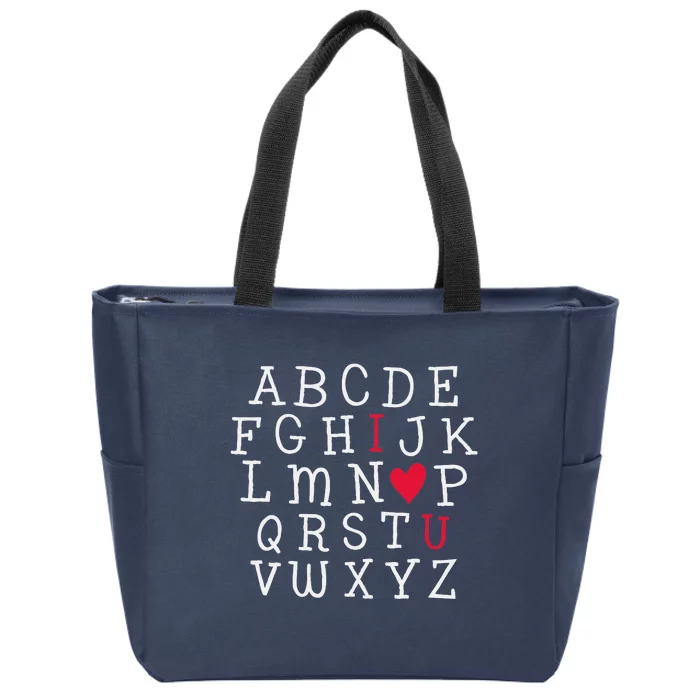 I LOVE YOU Valentines Day Alphabet Teacher Student School Zip Tote Bag