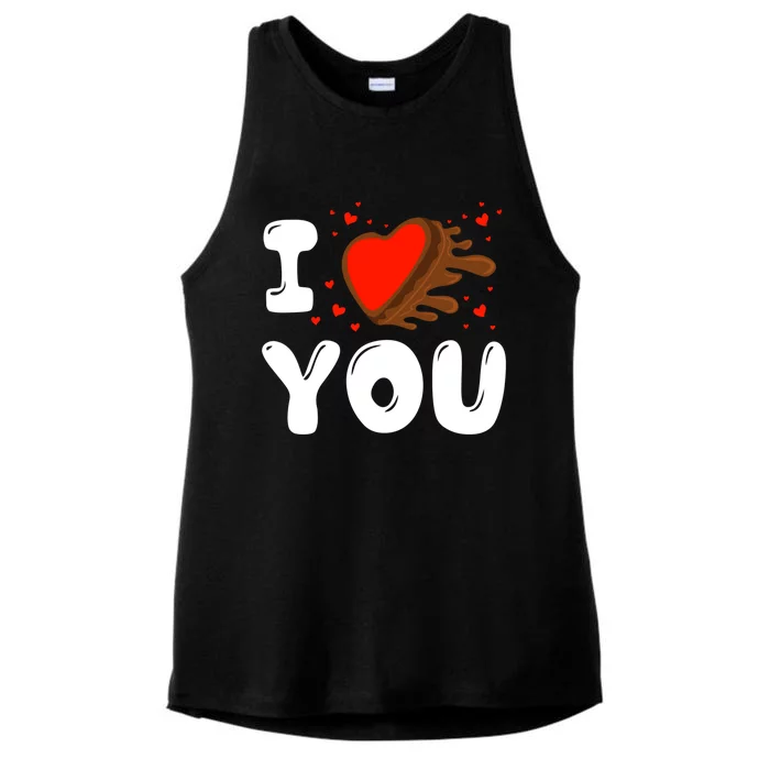 I Love You Heart Shape Covered With Chocolate Valentines Great Gift Ladies Tri-Blend Wicking Tank