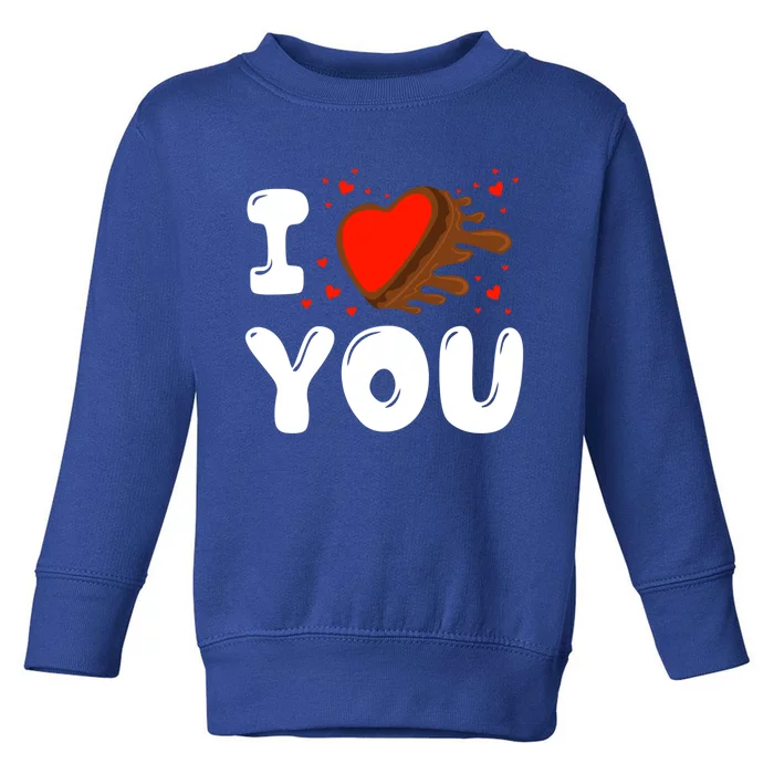 I Love You Heart Shape Covered With Chocolate Valentines Great Gift Toddler Sweatshirt