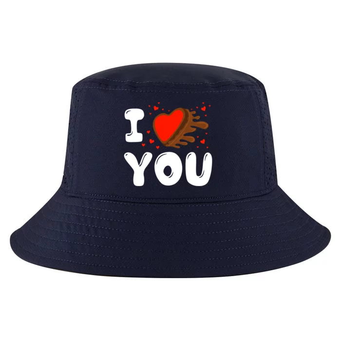 I Love You Heart Shape Covered With Chocolate Valentines Great Gift Cool Comfort Performance Bucket Hat