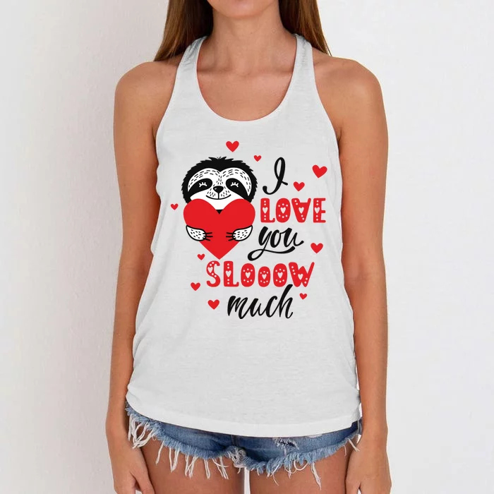 I Love You So Much Cute Sloth Valentines Day Gift Women's Knotted Racerback Tank