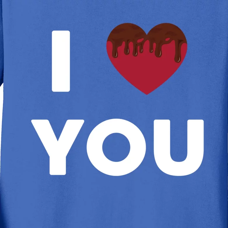 I Love You Heart Shape Covered With Chocolate Valentines Gift Kids Long Sleeve Shirt