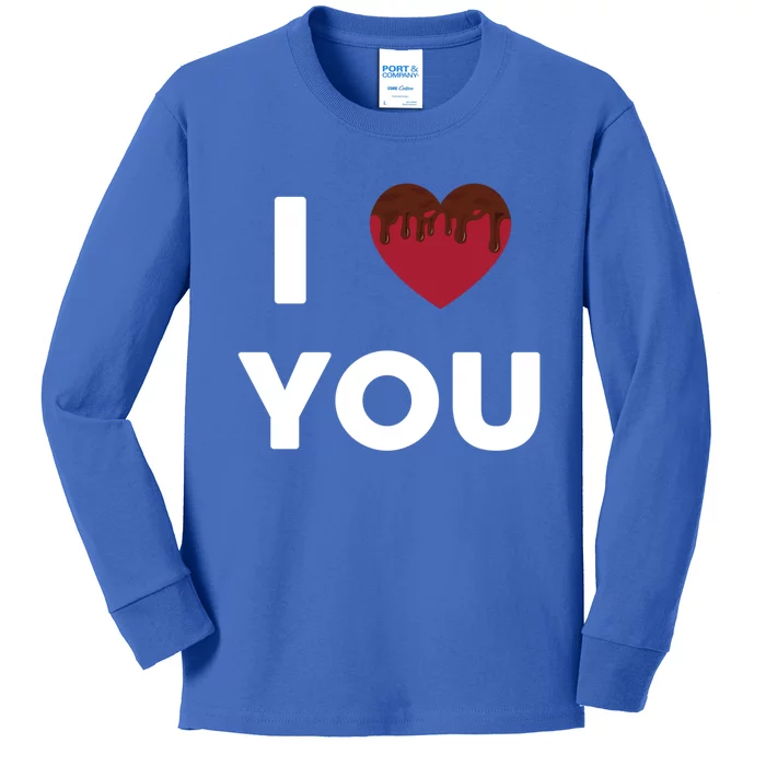 I Love You Heart Shape Covered With Chocolate Valentines Gift Kids Long Sleeve Shirt